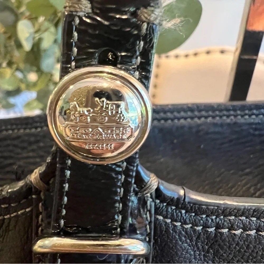Coach Madison Tribeca (11411) Black Leather Tote with Silver Accents - EUC
